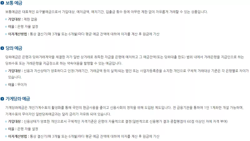 예금의 종류