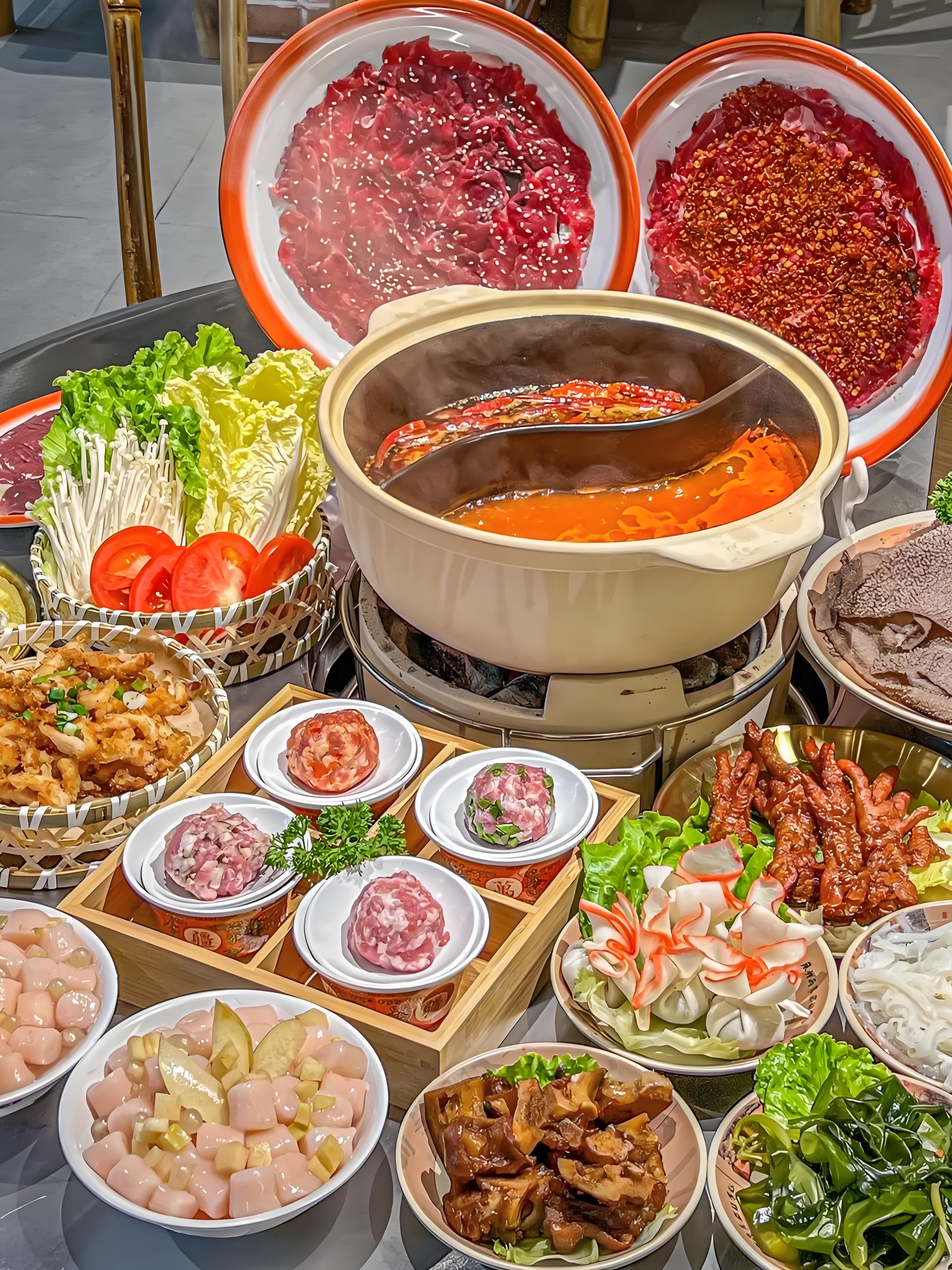 중국 훠궈 요리 사진