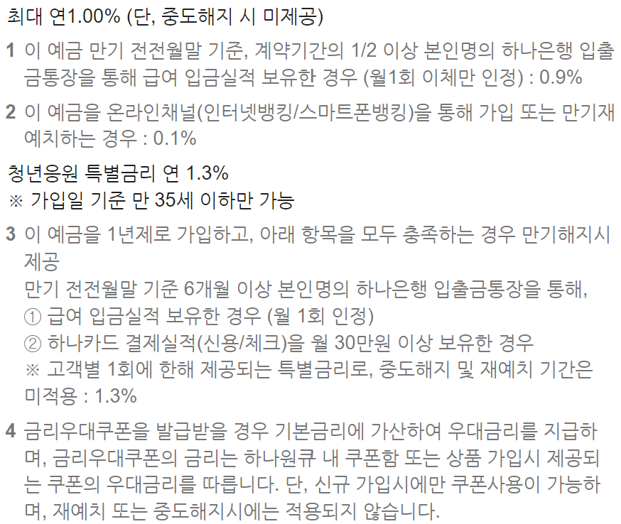 하나은행 적금 금리