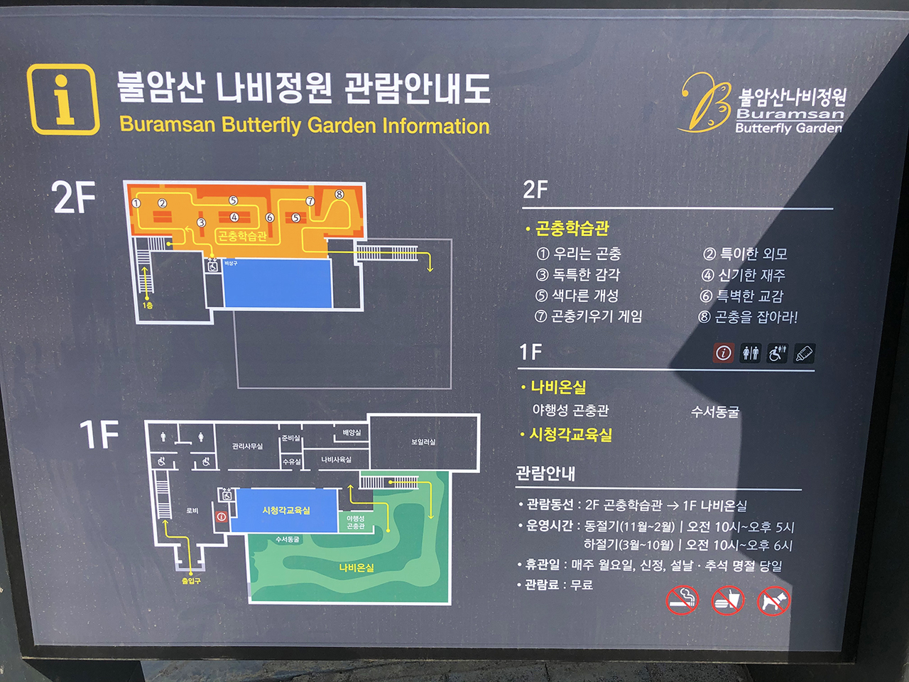 불암산 나비정원 관람안내도