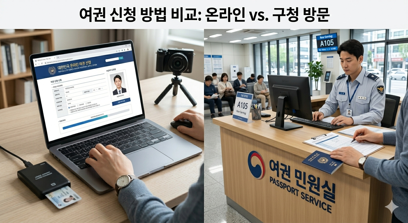 정부24 온라인 여권 신청과 구청 방문 신청 비교