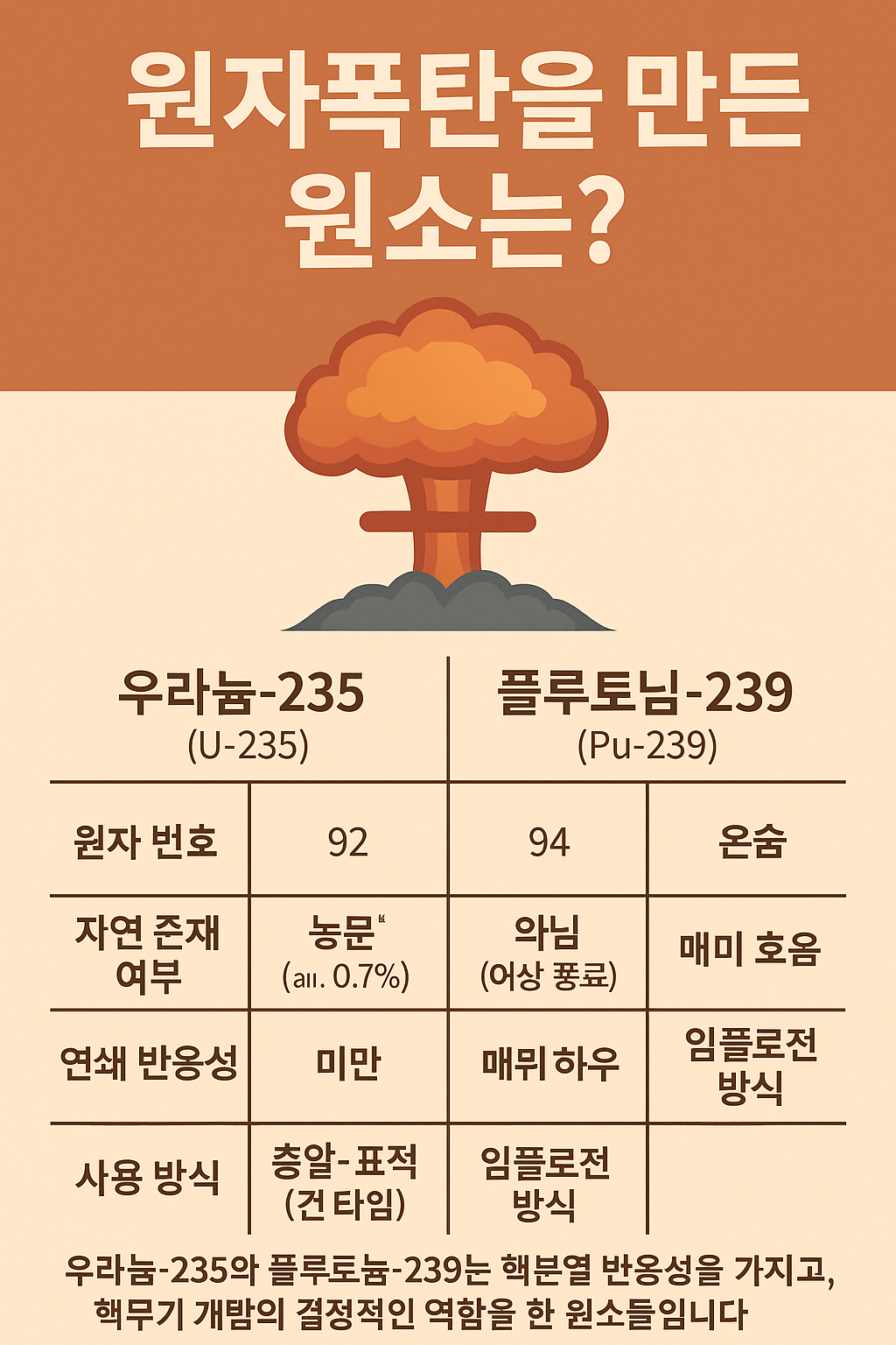 원자폭탄의 원리와 역사적 배경, 원소의 특성