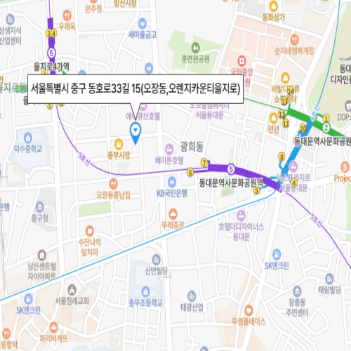 서울특별시 중구 동호로33길 15(오장동,오렌지카운티을지로)
