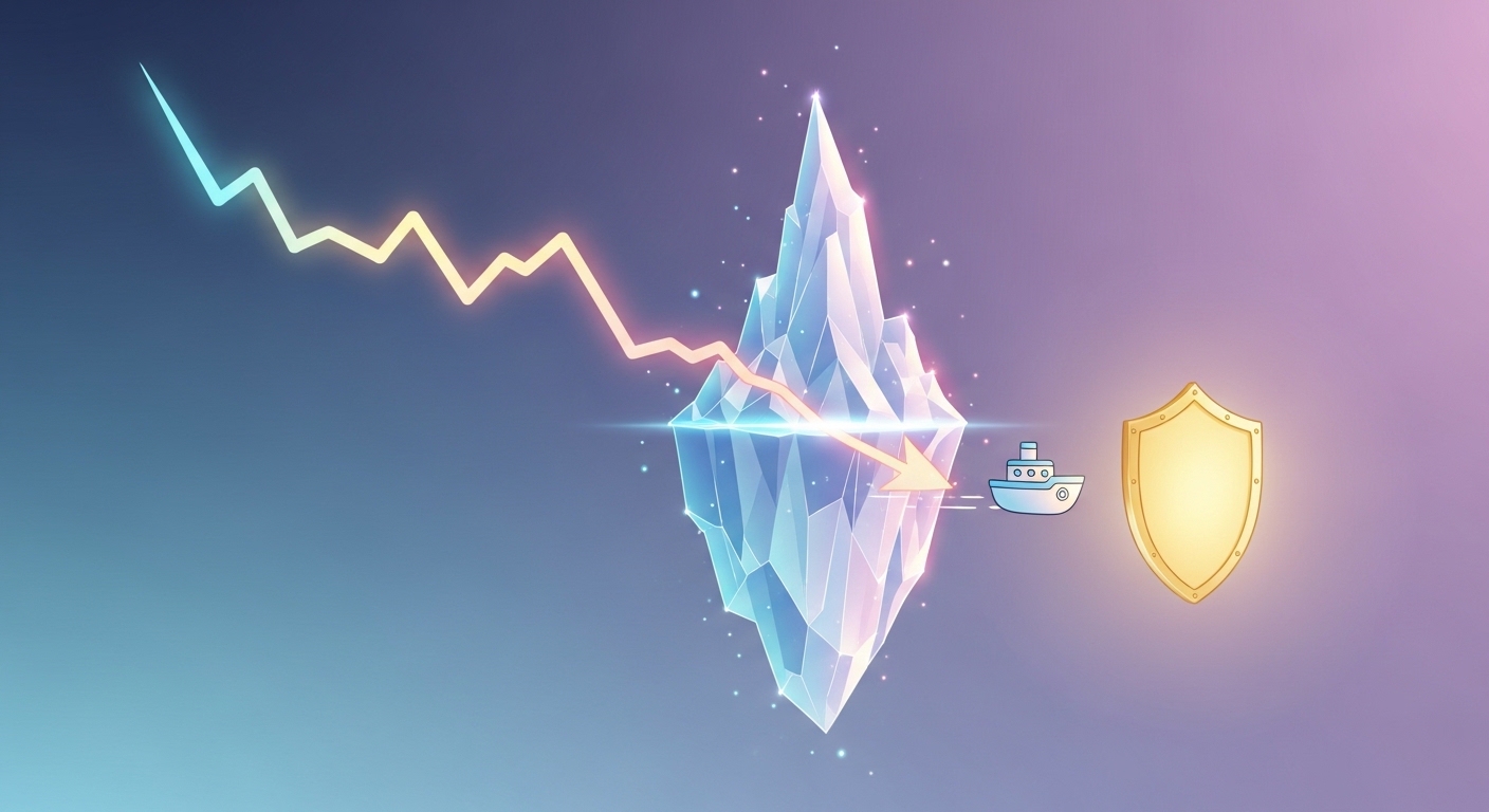 장단기 금리 역전 현상이 경제 위기와 주식 시장 폭락에 미치는 영향을 분석한 거시경제 지표 일러스트