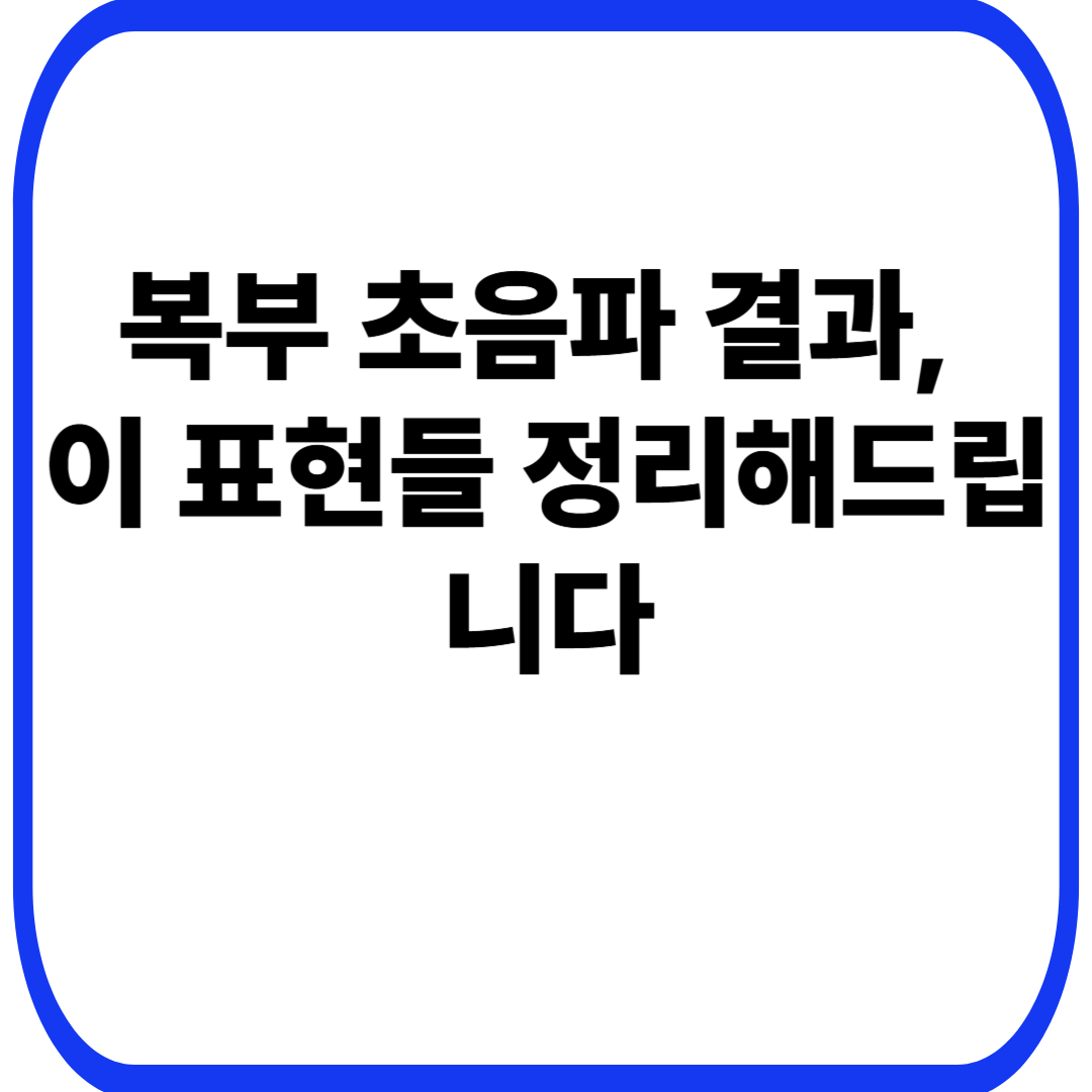 복부 초음파 결과, 이 표현들 정리해드립니다