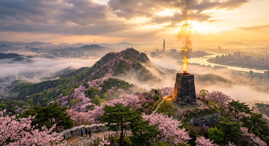 개화산의 신비로운 기원과 불꽃 봉수대