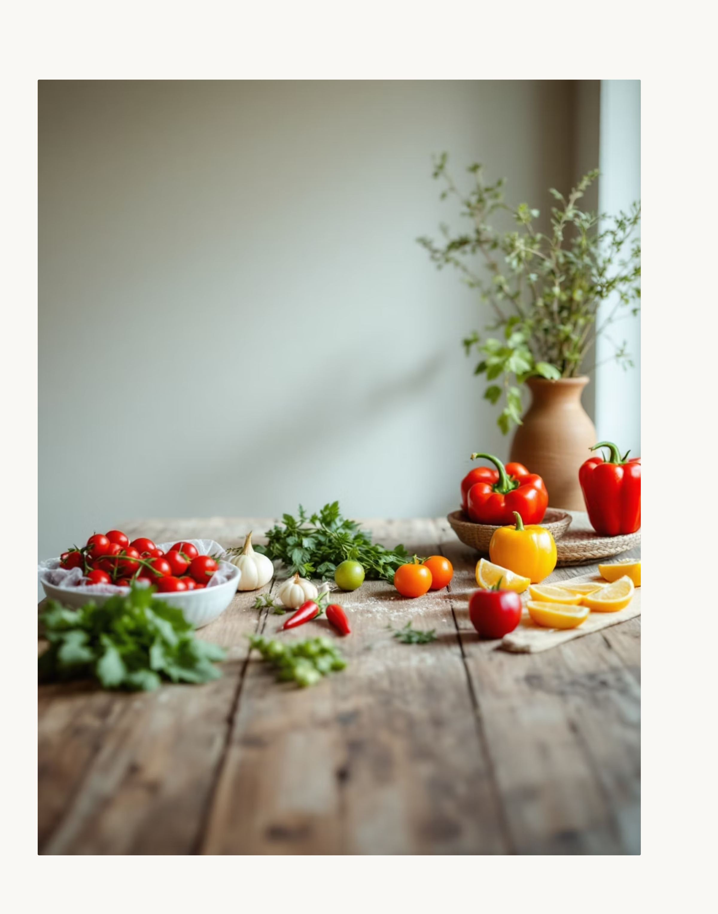 식탁위에 싱싱한 야채 과일들