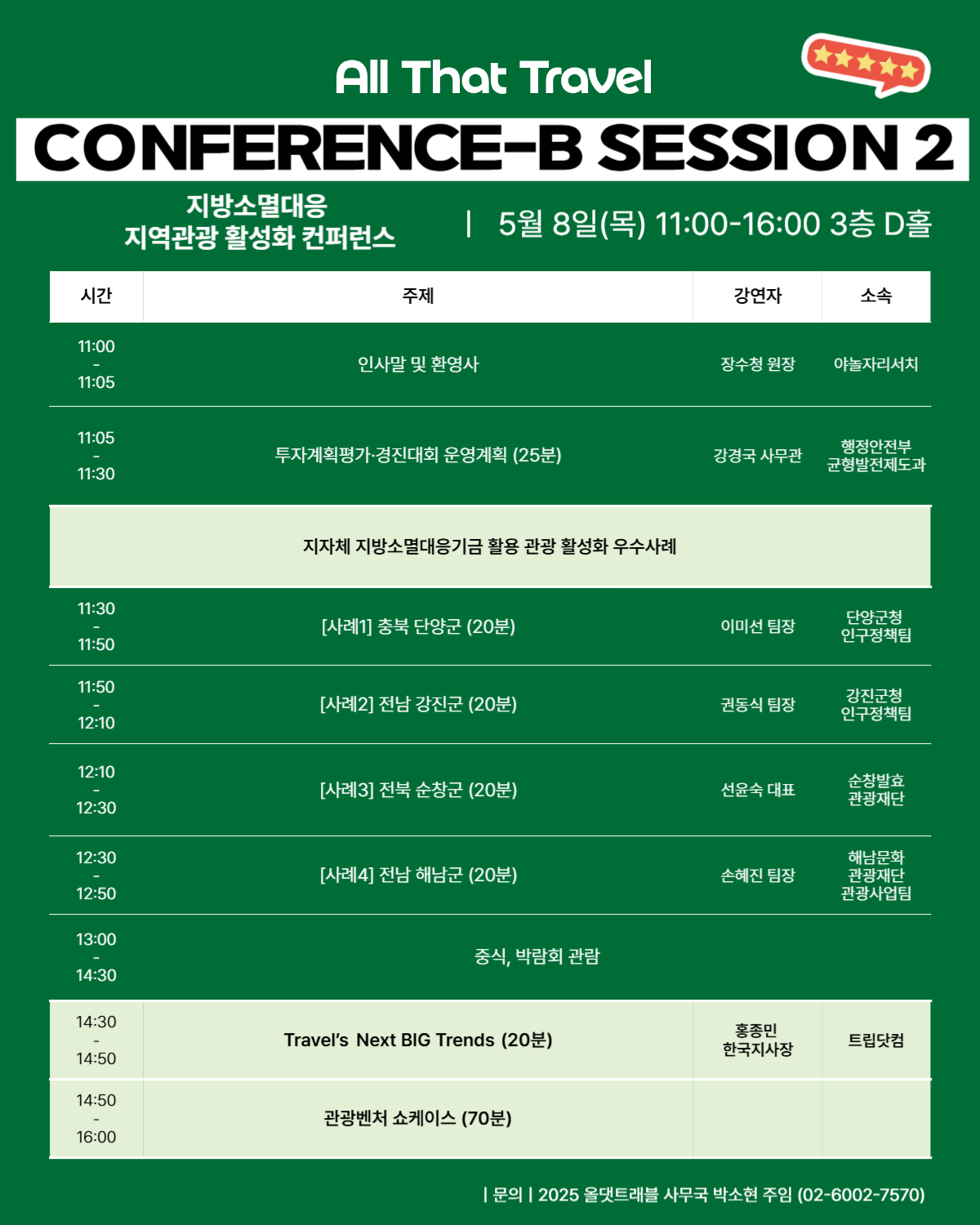 지방소멸대응 지역관광 활성화 컨퍼런스