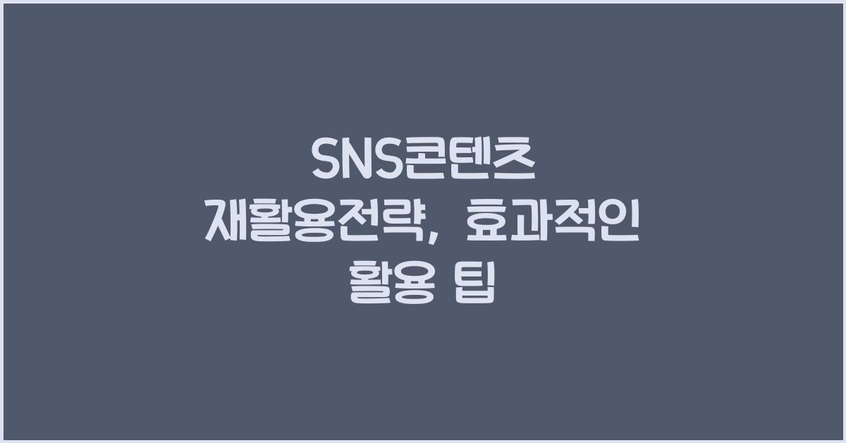 SNS콘텐츠·재활용전략