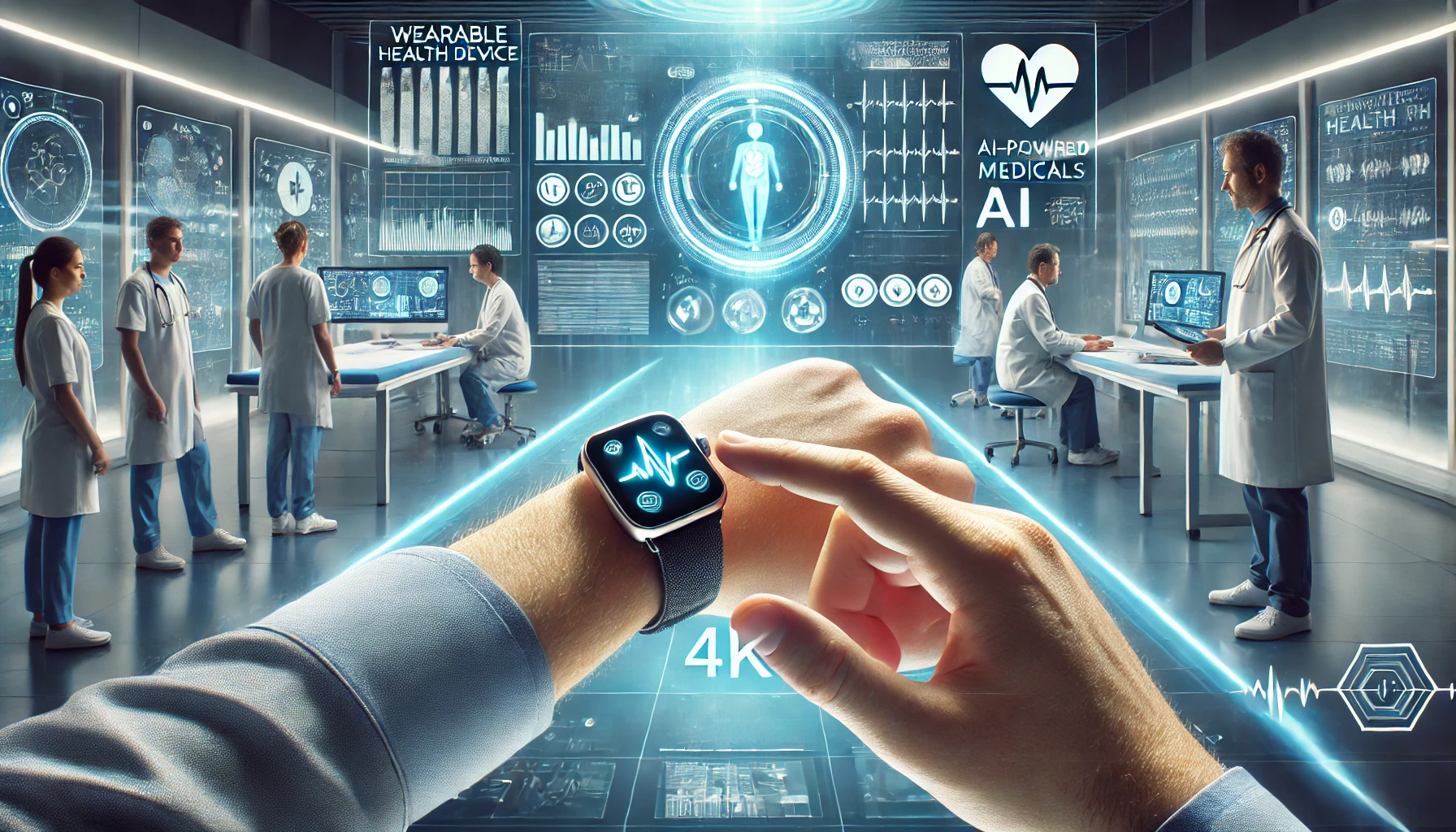 최신 헬스케어 기술(웨어러블, AI 진단, 원격 의료) 이미지