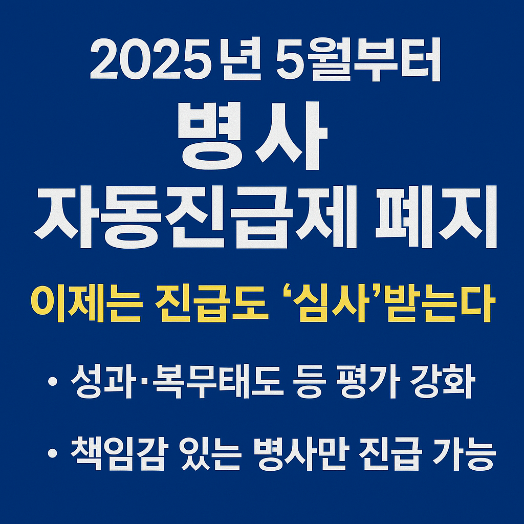 2025년 5월부터 병사 자동진급제 폐지 안내. 이제는 진급도 심사받는 시대. 성과·복무태도 등 평가 강화, 책임감 있는 병사만 진급 가능