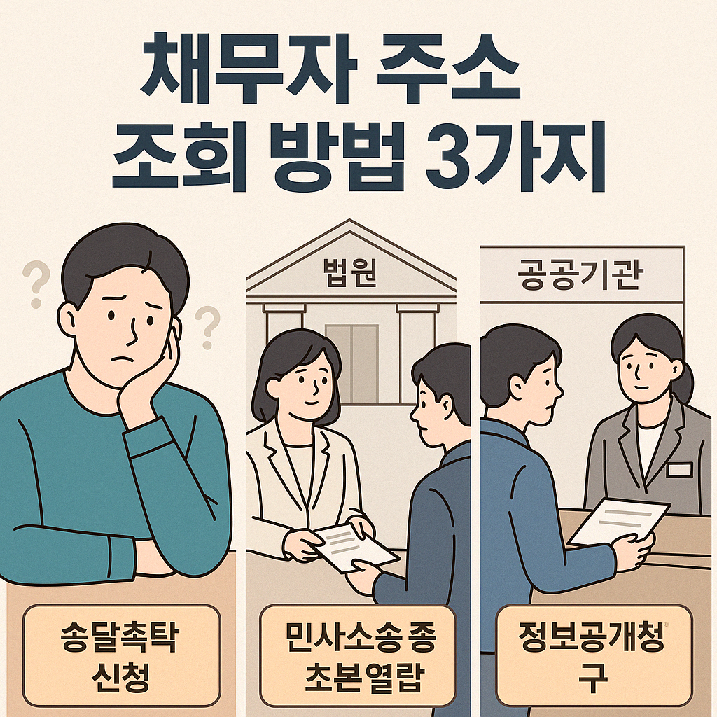 채무자 주소 조회 방법 3가지 일러스트
