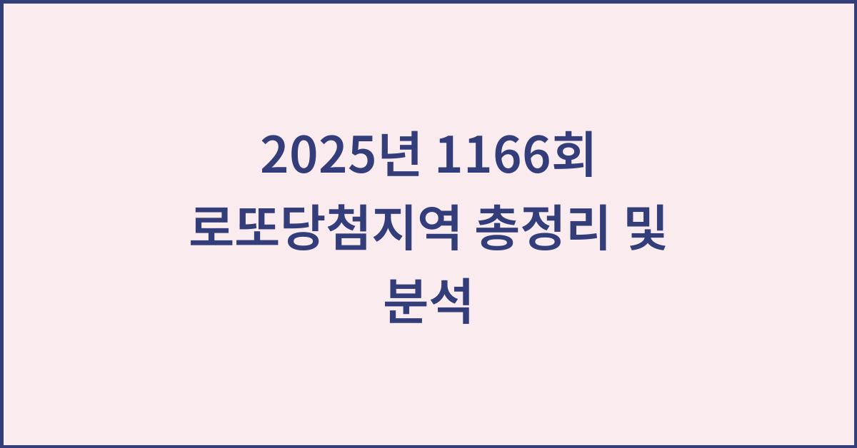 2025년 1166회 로또당첨지역