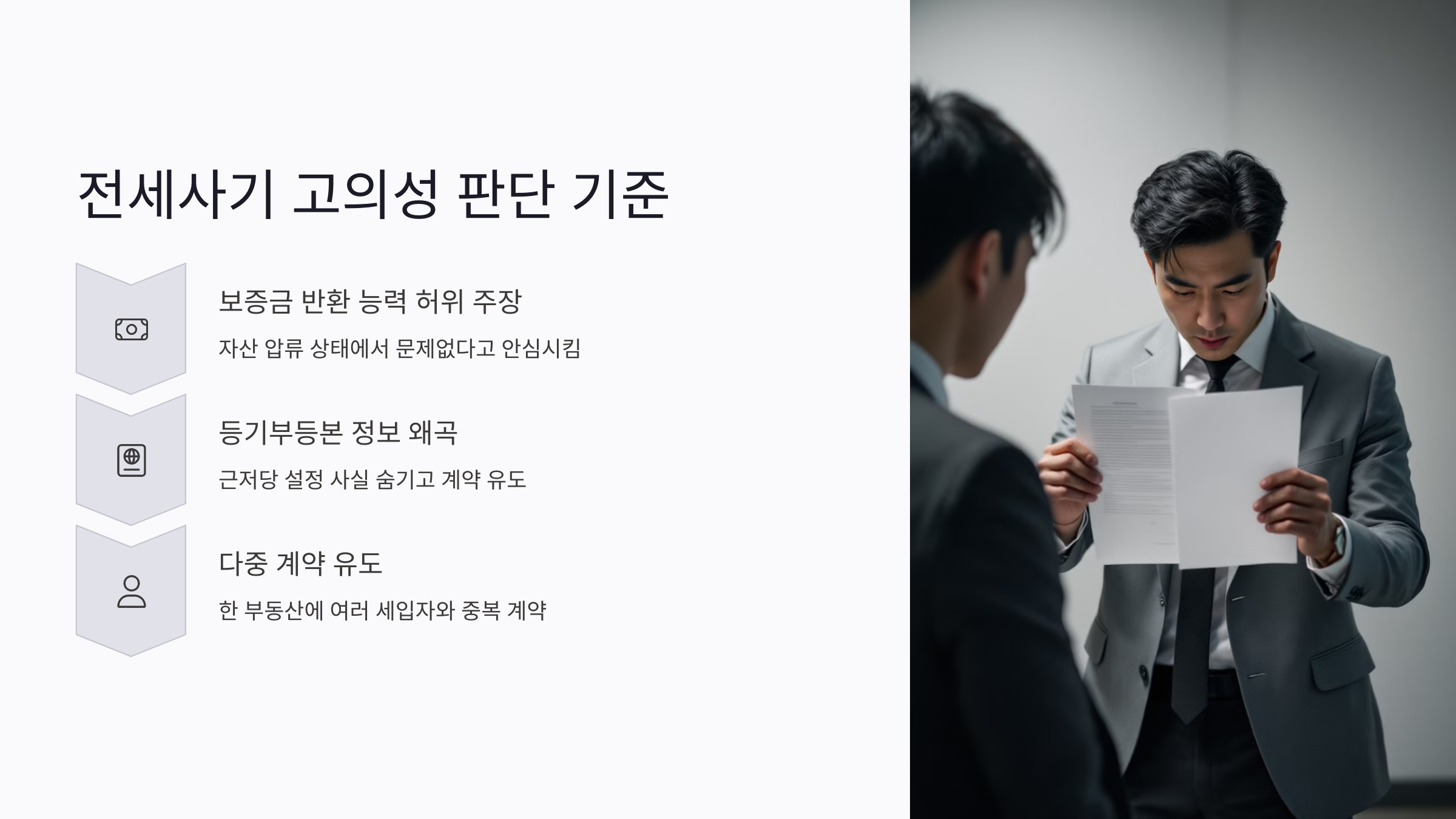 전세사기의 고의성 및 기망행위 판단