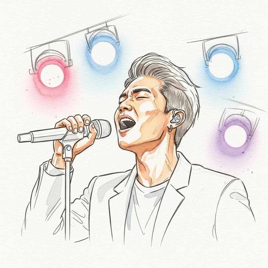 무대 위에서 열정적으로 노래하는 가수 이영지의 모습