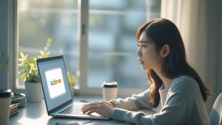 애드센스 승인 거절 메시지를 보고 고민하는 여성 블로거