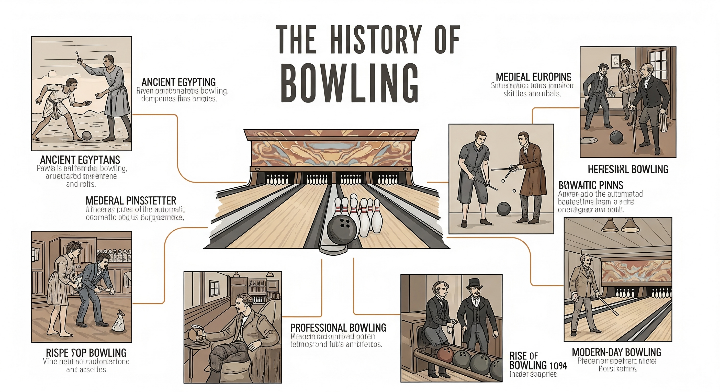볼링 역사 관련 삽화 이미지