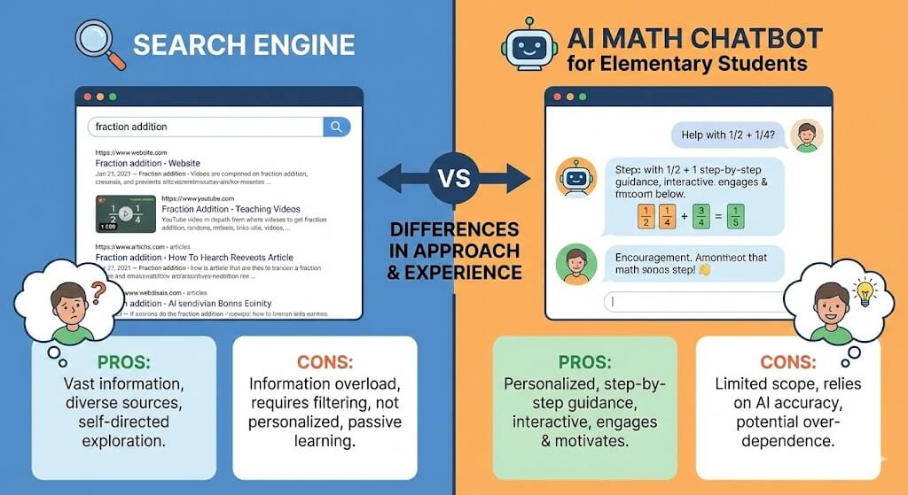 검색 엔진 기반 초등 수학 숙제 해결 및 지원의 구조, 활용 전략