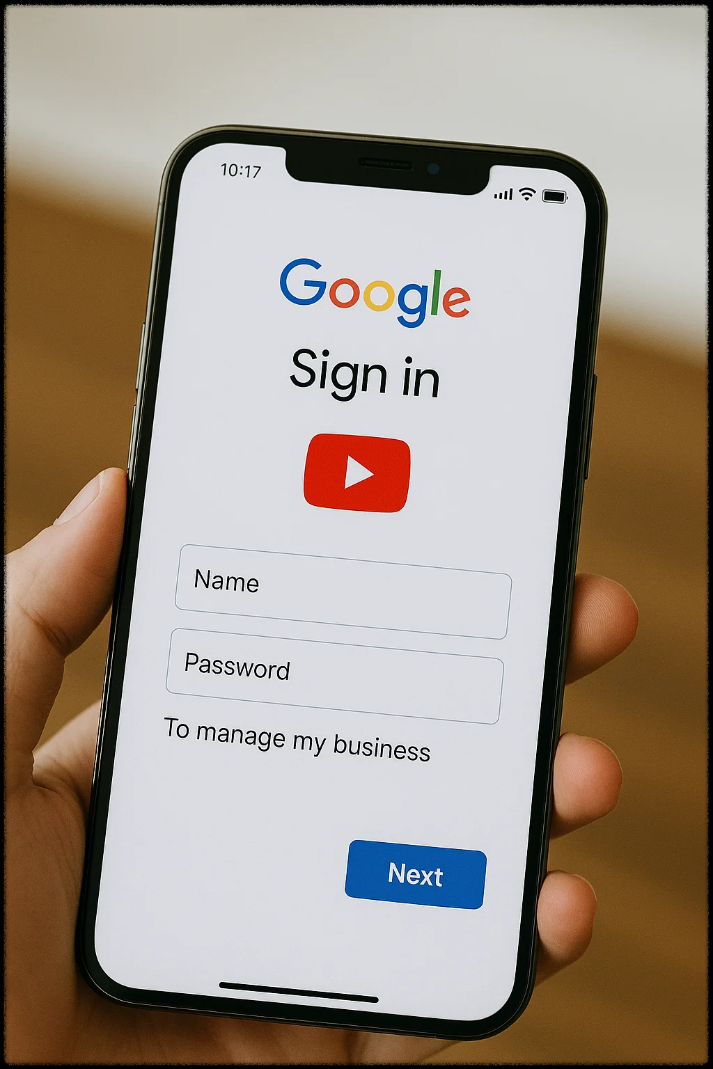 스마트폰에서 유튜브 채널 개설하는 모습