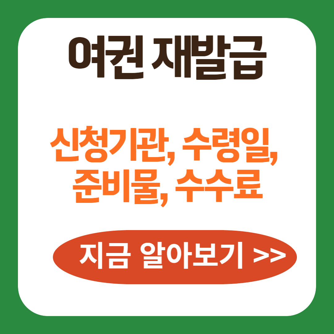 여권 재발급, 유효기간 만료, 신청기관, 준비물, 수수료