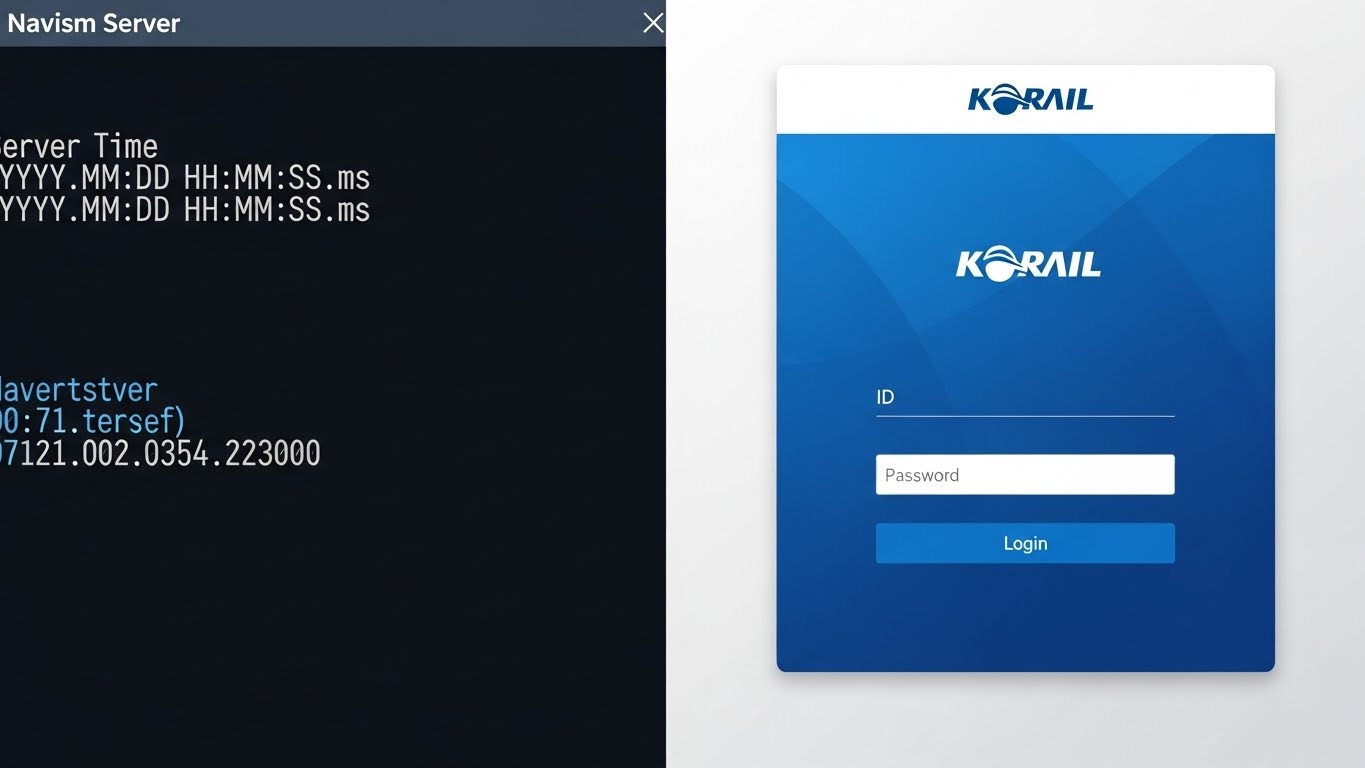 네이비즘 서버 시간 확인과 코레일 로그인 화면 세팅