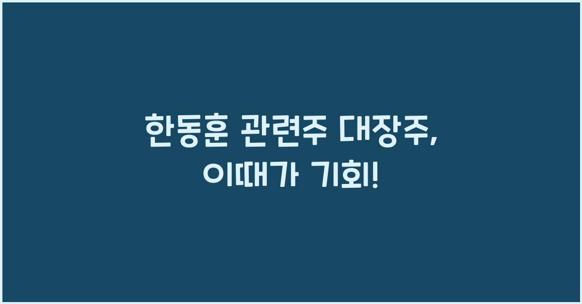 한동훈 관련주 대장주