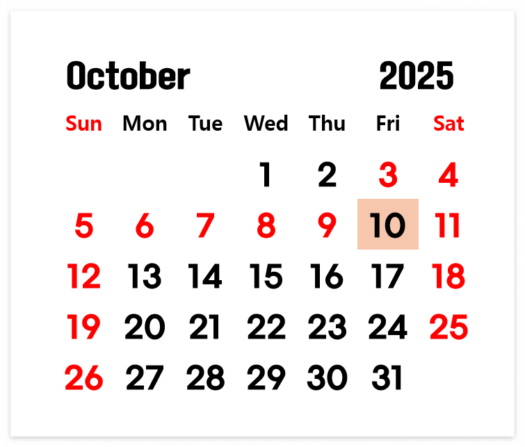 2025년 10월 황금연휴 달력