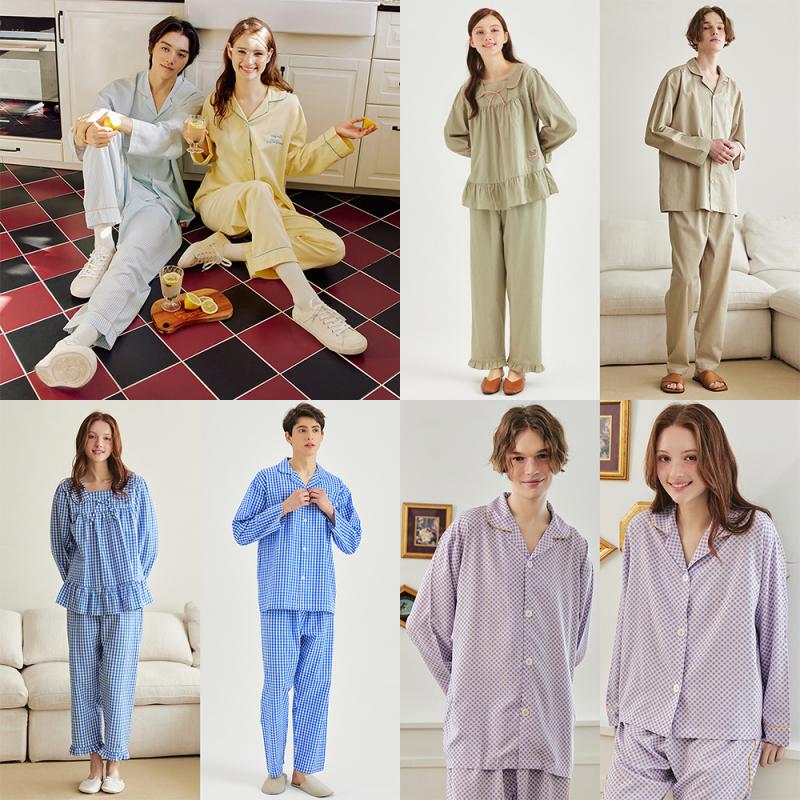 이브니에 가을 커플 잠옷 선물 텐셀 순면 모달 원피스 파자마