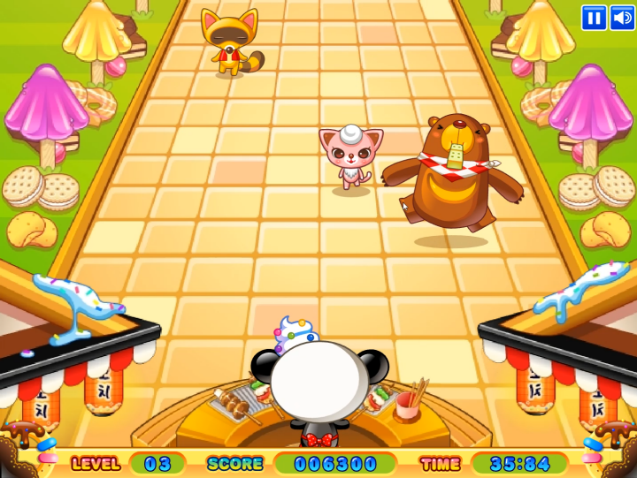 꼬치구이의-명가-플래시게임-플레이-꼬치구이-세-개를-먹고-만족스러운-표정을-짓고-있는-곰의-모습