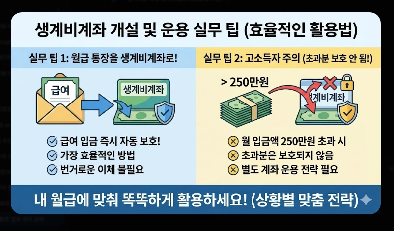 생계비통장 압류방지 금액 250만원 상향 [2026년 시행] 보호 한도 및 개설 방법 안내