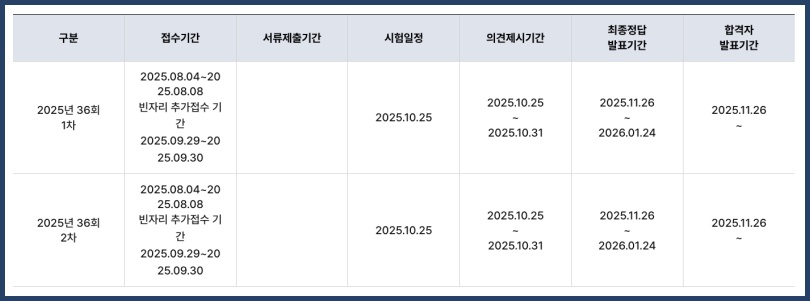 공인중개사 시험일정
