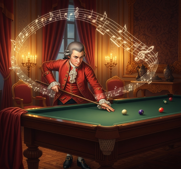 모차르트가 당구 치는 그림