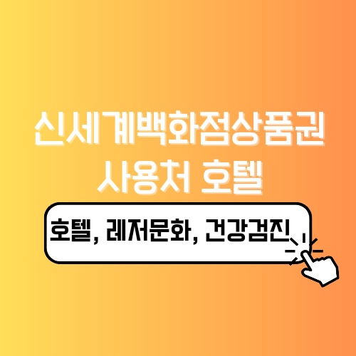 신세계백화점상품권 사용처 호텔, 레저문화 그 외 정리