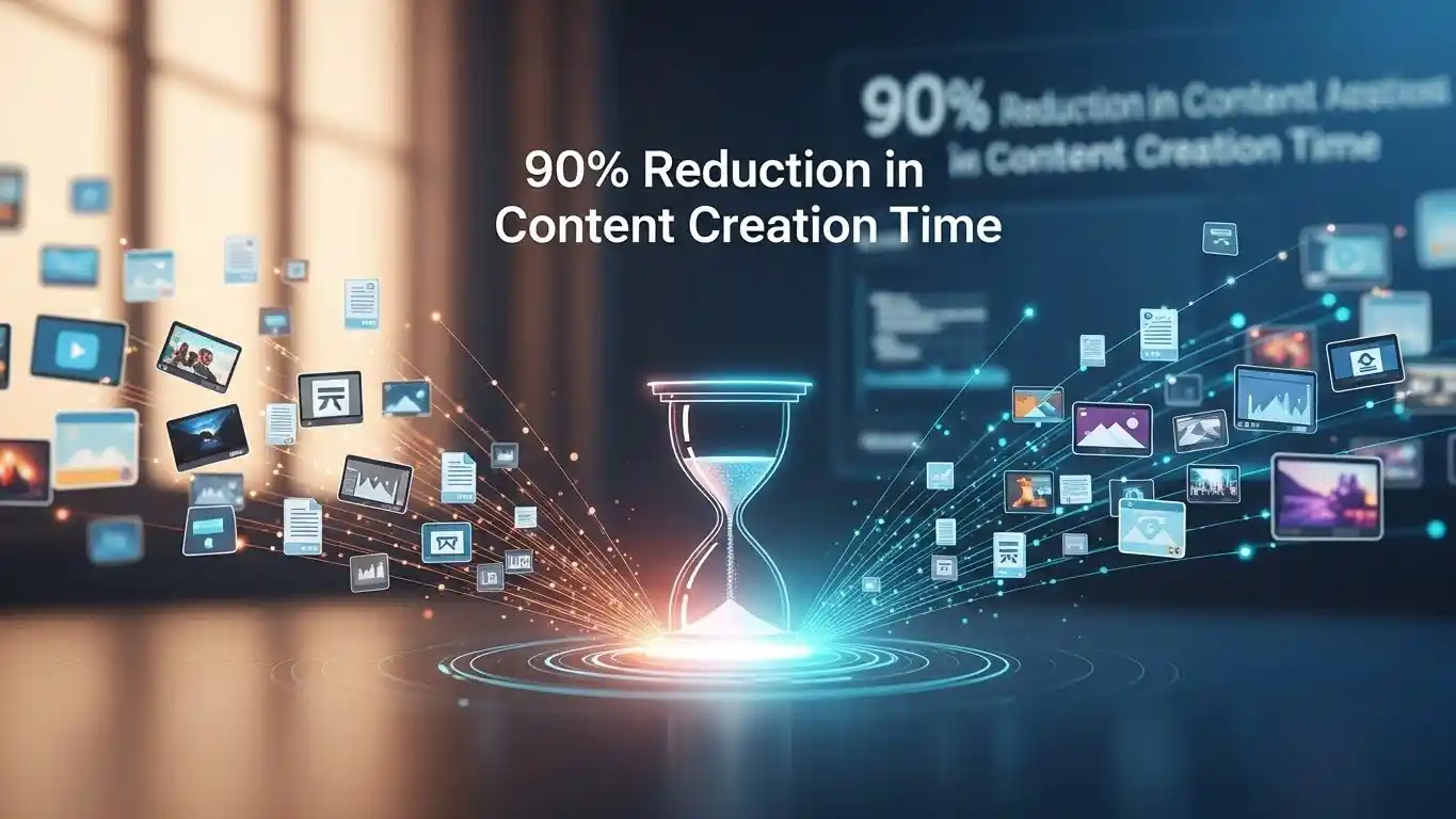 <img src="ai_automated_workflow_reducing_content_creation_time_by_90_percent.webp" alt="AI 자동화 워크플로우로 콘텐츠 제작 시간을 90% 단축하는 과정을 상징하는 이미지 입니다">