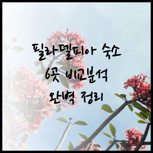 필라델피아 숙소 추천 6곳 비교분석 