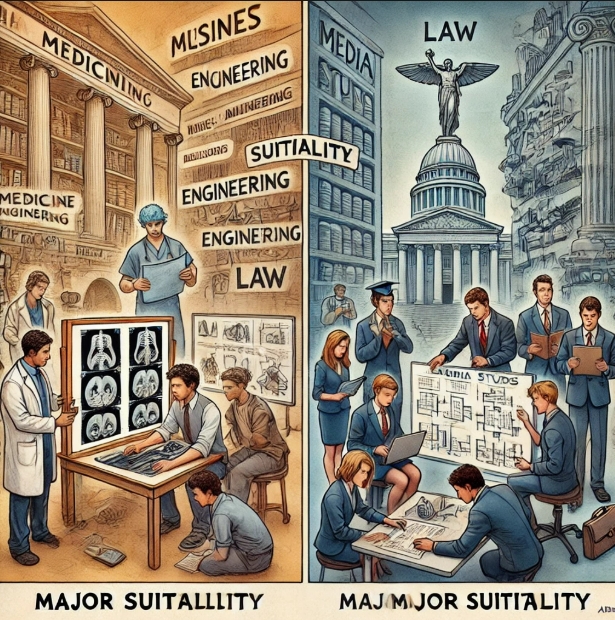 전공 적합성이 강조되는 학과와 그렇지 않은 학과에 대한 이미지