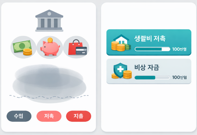 단일 통장 vs 통장 분리 &mdash; 초과 지출률 21.4% vs 8.3% 구조 비교