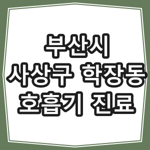 부산시 사상구 학장동 호흡기 내과 진료 동네 병원