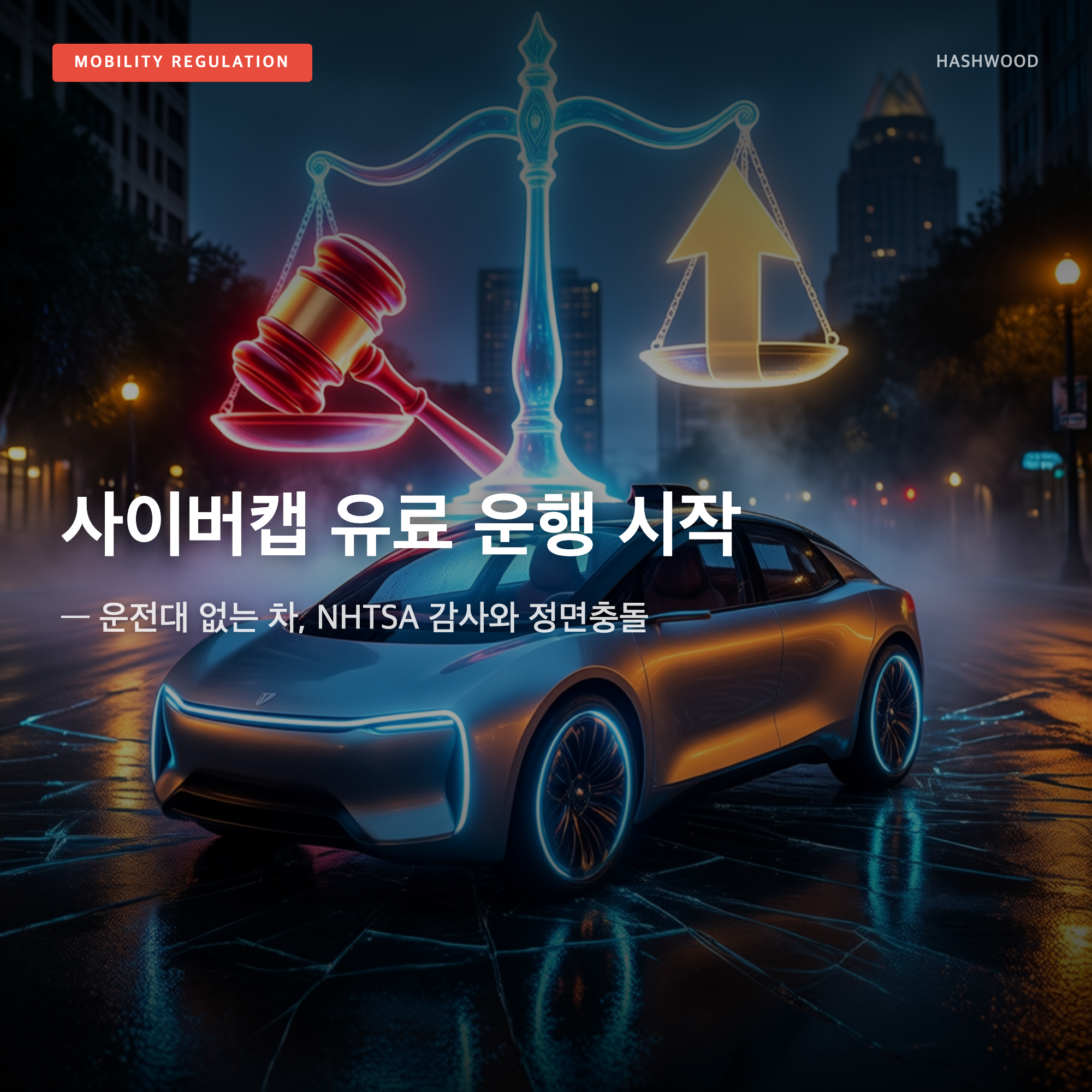 그림: 사이버캡 유료 운행 시작 — — 운전대 없는 차, NHTSA 감사와 정면충돌