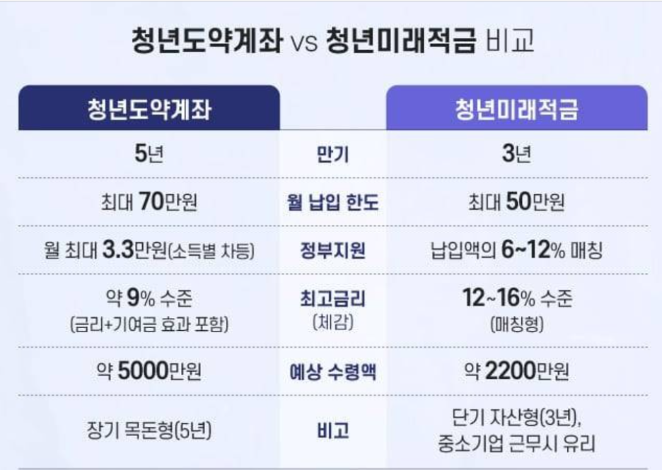 청년미래적금 청년도약계좌 비교
