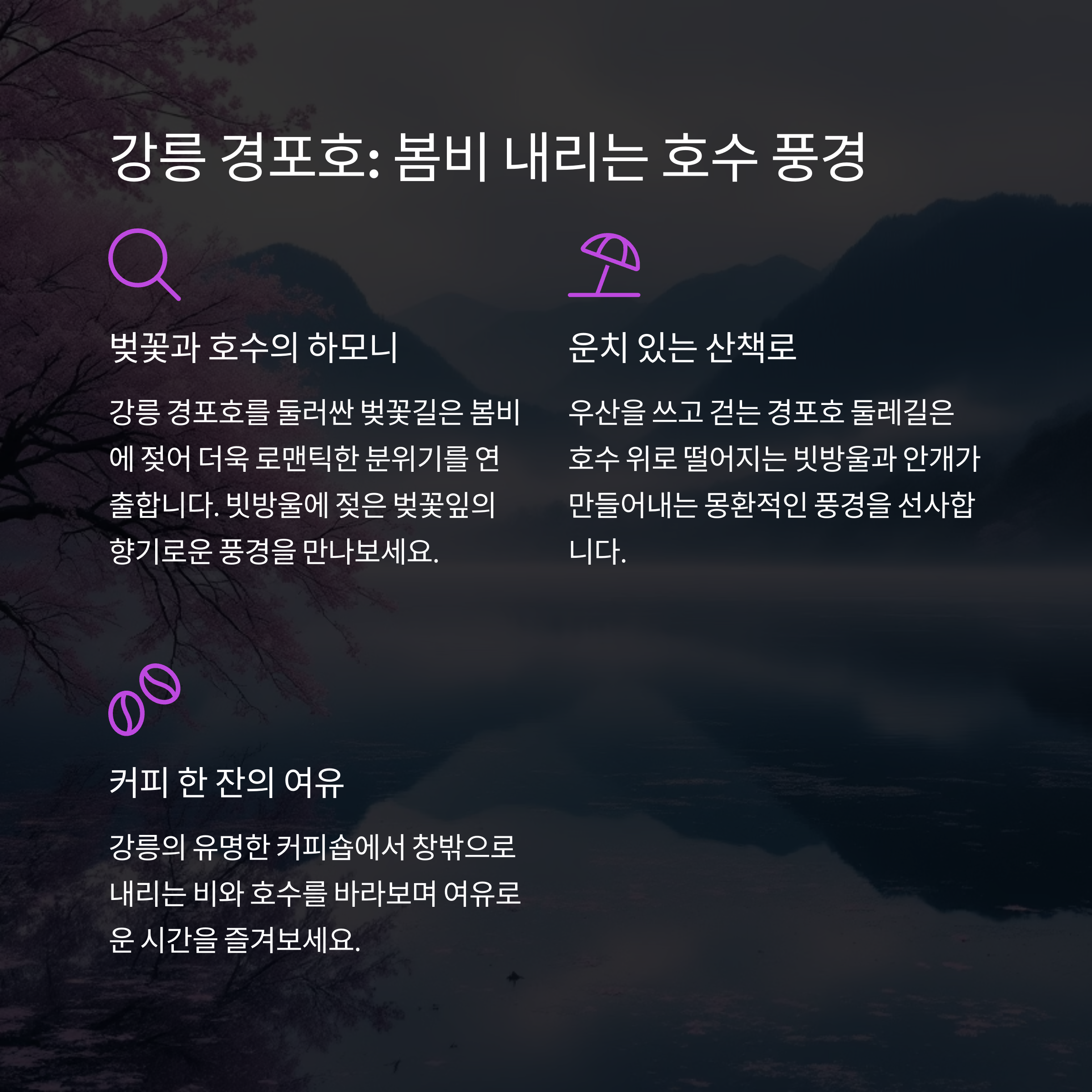 봄비 내리는 힐링 여행지 명소 베스트 5