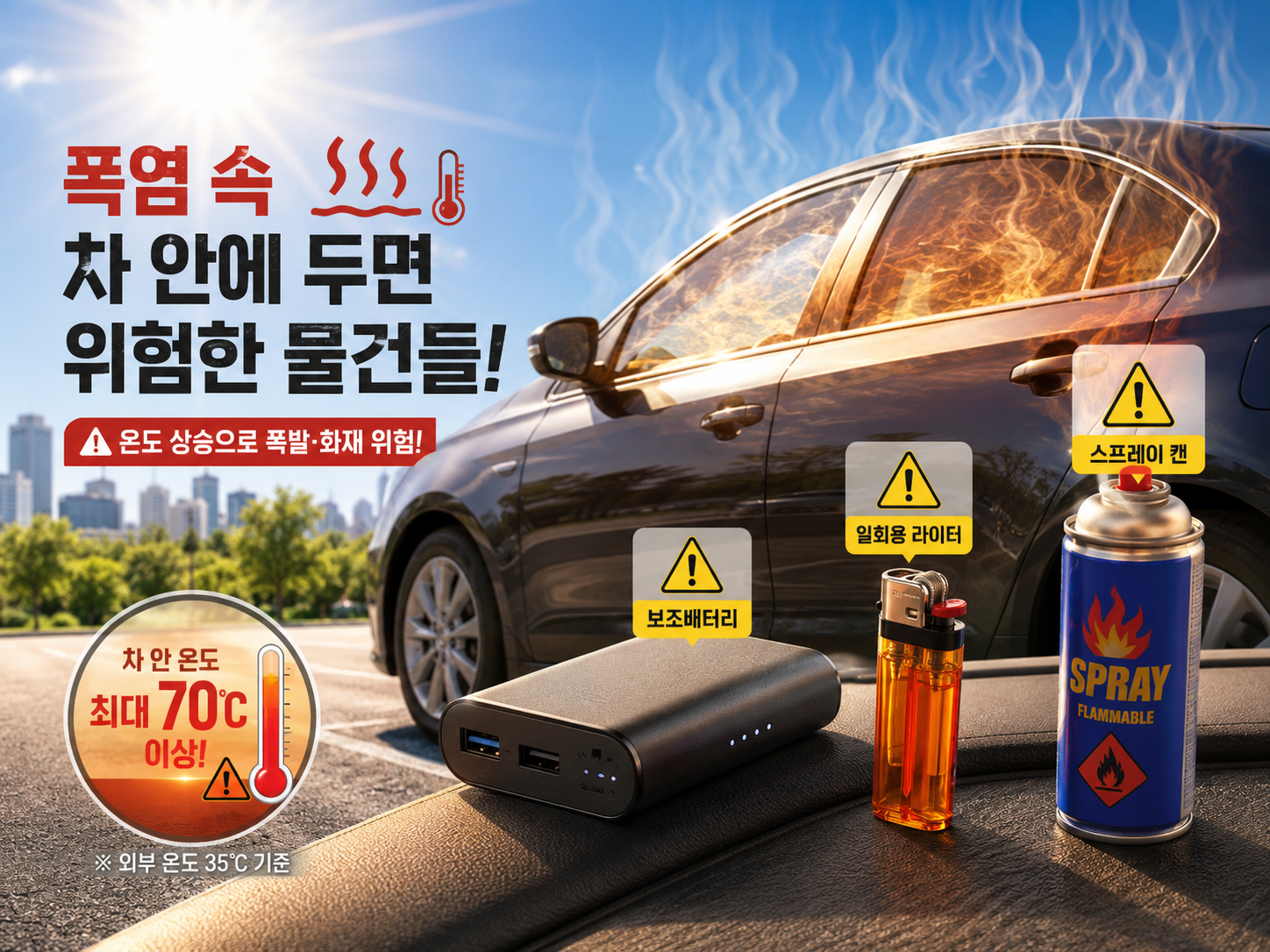 폭염속 차 안에 두면 위험한 물건들.