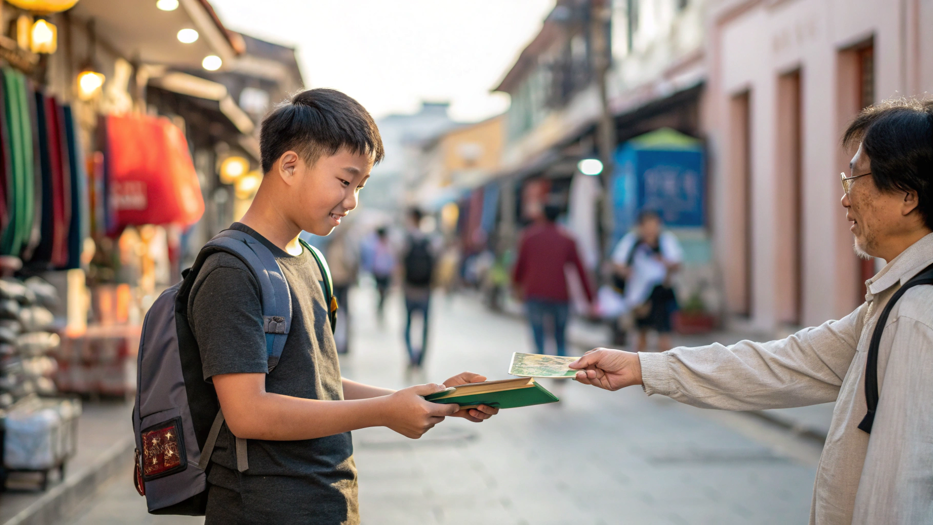 학생이 중고 거래로 돈을 받는 모습