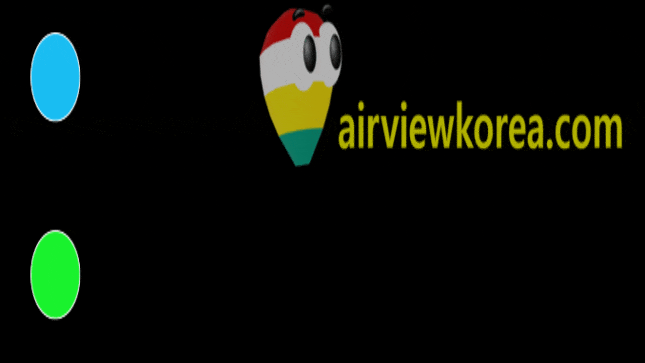 등속도 움직임의 하늘색 공과 가속도 움직임의 초록색 공의 움직임을 보여준다