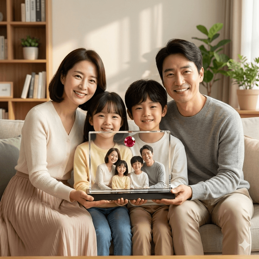 온 가족의 비아젬 오마주를 화목한 가족을 기념하는 모습