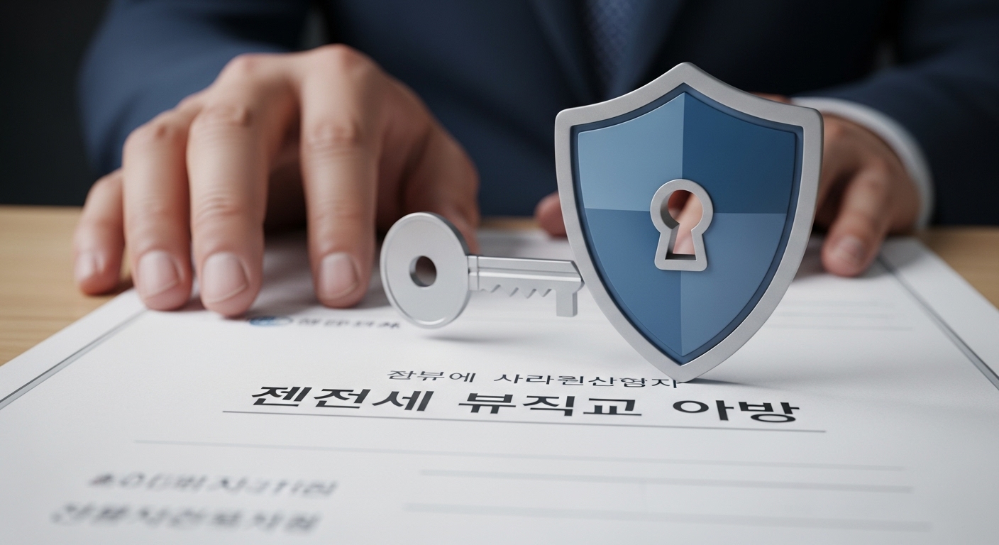 전세보증금 반환보증 서류를 안전하게 보호하는 방패 모양의 아이콘