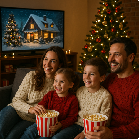 크리스마스 가족과함께영화보는 이미지