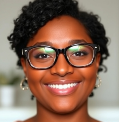 큰 안경을 착용한 안경을 착용한 여자 사진