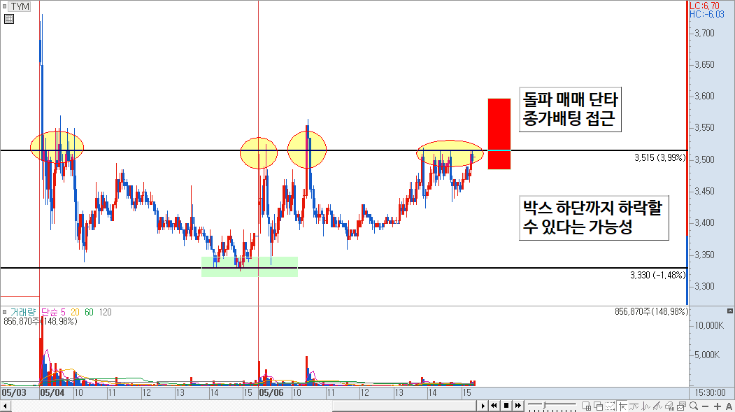 TYM 분봉 차트 2)