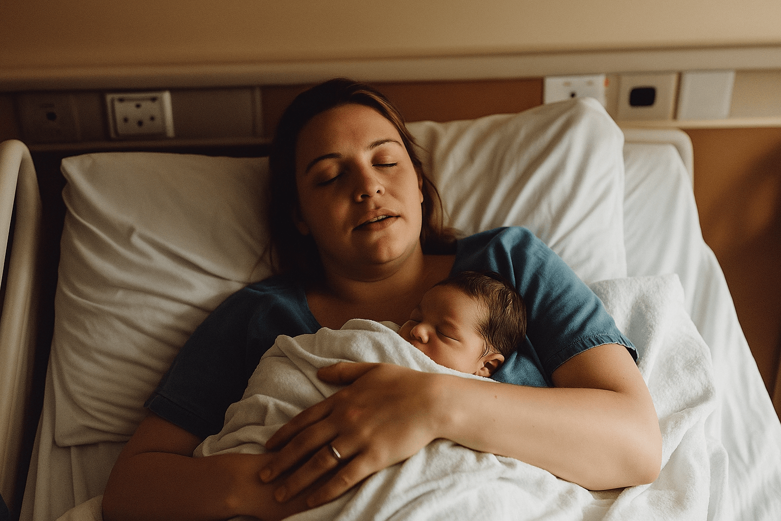 산후조리하는 산모와 아기